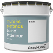Peinture bicouche murs et plafonds intérieure acrylique satin blanc 10 L - GoodHome - Brico Dépôt
