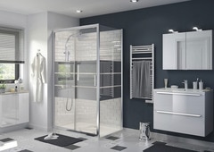 Porte de douche pivotante transparent, noir 100 cm, Remix