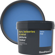 Peinture haute résistance murs, boiseries et métal intérieure acrylique Mat Bleu Menton 2.5 L - GoodHome - Brico Dépôt