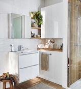 Ensemble meuble sous vasque blanc "Imandra" L. 80 cm + plan vasque "Lana" + armoire murale miroir - Brico Dépôt