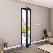 Porte-fenêtre aluminium gris 1 vantail droit H.205 x l.80 cm - GoodHome - Brico Dépôt