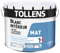 Peinture bicouche murs, plafonds et boiseries intérieure acrylique mat blanc 10 L - Tollens - Brico Dépôt