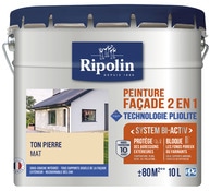 Peinture façade extérieure technologie pliolite mat 10 L ton pierre - Ripolin - Brico Dépôt