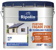Peinture façade extérieure technologie pliolite mat 10 L blanc - Ripolin - Brico Dépôt