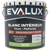 Peinture Blanche intérieure 2en1 sous couche intégrée Satin 10 L - Evalux - Brico Dépôt