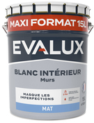 Peinture blanche intérieure, murs mat - 15 L - Evalux - Brico Dépôt