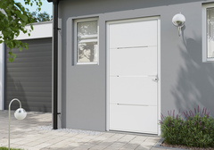 Porte d'entrée aluminium blanc "Mahe" H. 215 x l. 90 gauche - Geom - Brico Dépôt