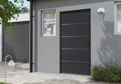 Porte d'entrée aluminium gris "Loras" H. 215 x l. 90 gauche - Geom - Brico Dépôt