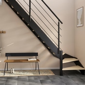 Escalier 1/4 tournant gauche + rampe bois et métal "Sanson" - Geom - Brico Dépôt