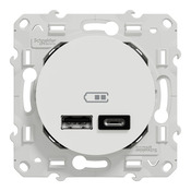 Prise chargeur double USB "Odace" blanc -  Type A+C - Brico Dépôt