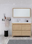 Ensemble de salle de bains meuble 4 tiroirs + vasque + miroir "Evasion" - L. 120 cm - Brico Dépôt