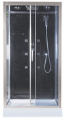 Cabine de douche noir profilés en aluminium chromé H. 218 cm, L. 110 cm, P. 90 cm - Brico Dépôt