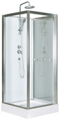 Cabine de douche blanc profilés en aluminium chromé H. 218 cm, L. 80 cm, P. 84 cm - Brico Dépôt