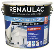 Peinture de façade base B medium mat acrylique monocouche 10 L - Renaulac - Brico Dépôt