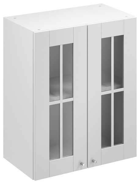Meuble haut "Alpinia" imitation bois blanc l.60 x h.72 x p.32 cm 2 portes vitrées - Brico Dépôt