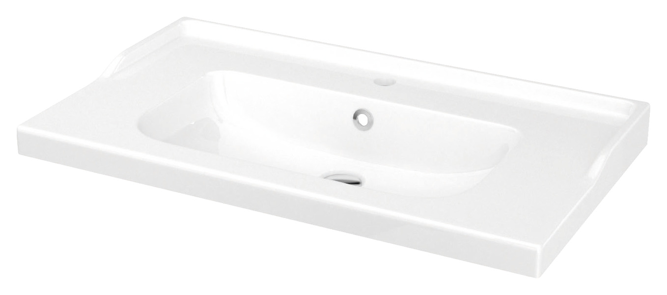 Meuble sous vasque à poser blanc "Perma" L.80 cm + Plan vasque Lana - Brico Dépôt