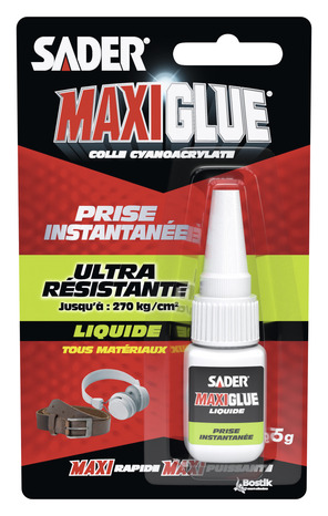 Colle maxi glue liquide prise instantanée transparente 5 g - Sader - Brico Dépôt