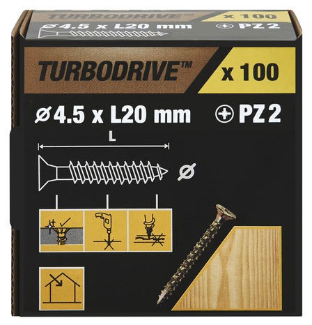 Vis agglo turbo 4,5 x 20 mm 100 pièces - Turbodrive - Brico Dépôt