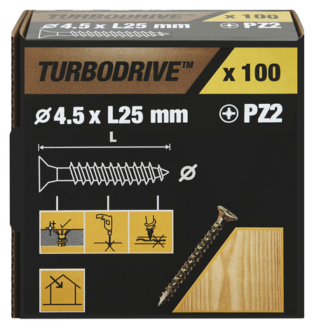 Vis agglo turbo 4,5 x 25 mm 100 pièces - Turbodrive - Brico Dépôt