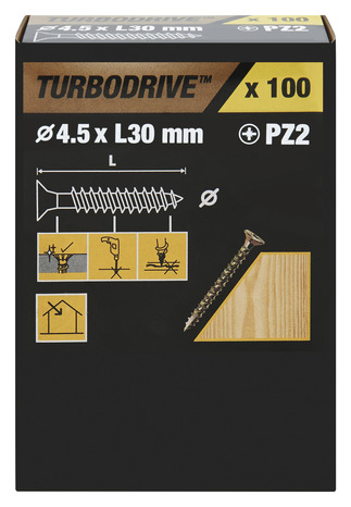 Vis agglo turbo 4,5 x 30 mm 100 pièces - Turbodrive - Brico Dépôt