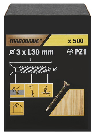 Vis agglo turbo 3 x 30 mm 500 pièces - Turbodrive - Brico Dépôt