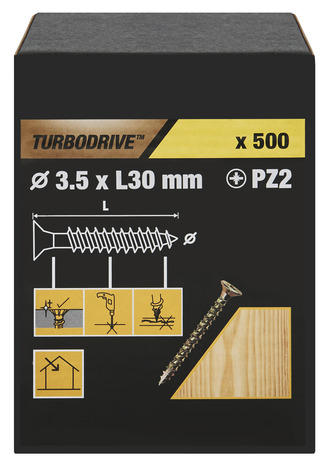 Vis agglo turbo 3,5 x 30 mm 500 pièces - Turbodrive - Brico Dépôt