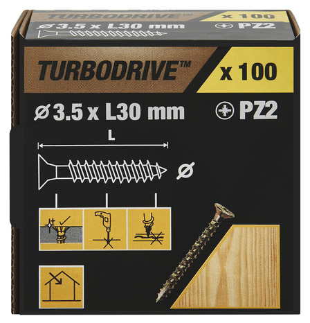 Vis agglo turbo 3,5 x 30 mm 100 pièces - Turbodrive - Brico Dépôt