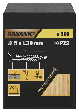Vis agglo turbo 5 x 30 mm 500 pièces - Turbodrive - Brico Dépôt
