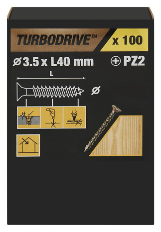 Vis agglo turbo 3,5 x 40 mm 100 pièces - Turbodrive - Brico Dépôt