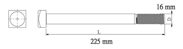 Boulon de charpente 16 x 225 mm - Diall - Brico Dépôt