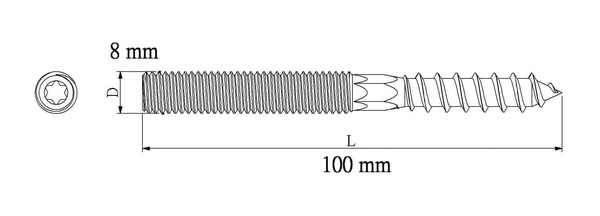 Tourillon bois/métal plat 8 x 100 mm 1 pcs  - Diall - Brico Dépôt
