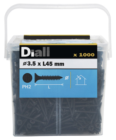 Vis plaque de plâtre noir 3,5 x 45 mm - 1 000 pièces - Diall - Brico Dépôt