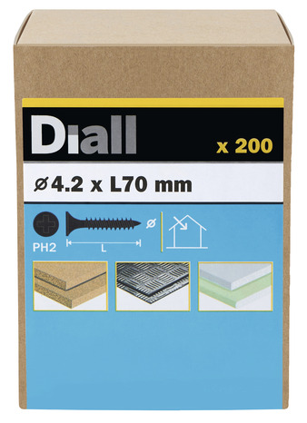 Vis plaque de plâtre noir 4,2 x 70 mm - 200 pièces - Diall - Brico Dépôt