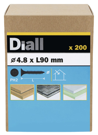 Vis plaque de plâtre noir 4,8 x 90 mm - 200 pièces - Diall - Brico Dépôt