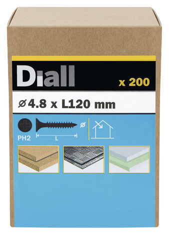 Vis plaque de plâtre noir 4,8 x 120 mm - 200 pièces - Diall - Brico Dépôt