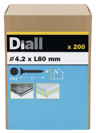 Vis plaque de plâtre autoperçante 4,2 x 80 mm - 200 pièces - Diall - Brico Dépôt