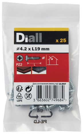 25 vis tôle plates 4,2 x 19 mm - Diall - Brico Dépôt