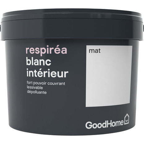Peinture intérieure Mat Blanc Respiréa 2.5 L - GoodHome - Brico Dépôt