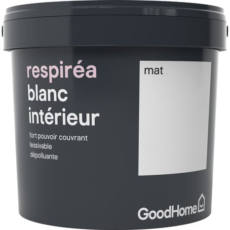 Peinture intérieure Mat Blanc Respiréa 5 L - GoodHome - Brico Dépôt