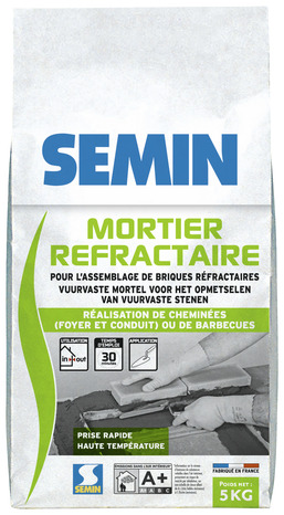 Mortier réfractaire haute température - sac de 5 kg - Semin - Brico Dépôt