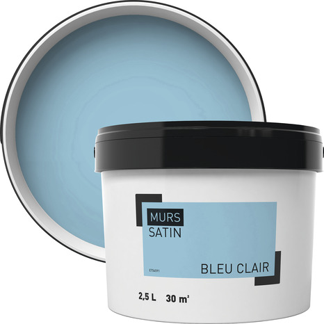 Peinture murale intérieure acrylique Satin Bleu clair 2.5 L - Brico Dépôt