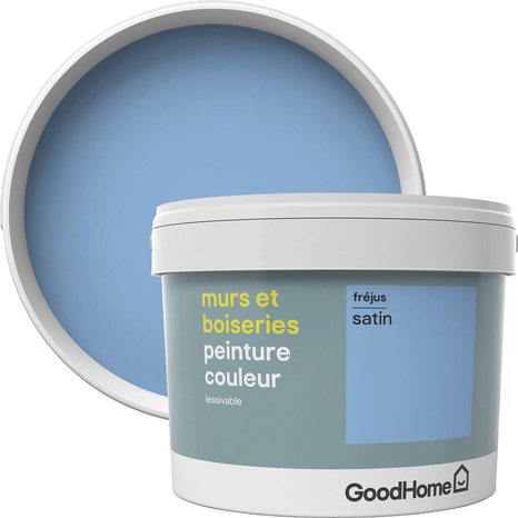 Peinture murs et boiseries intérieure acrylique Satin Bleu Fréjus 2.5 L - GoodHome - Brico Dépôt
