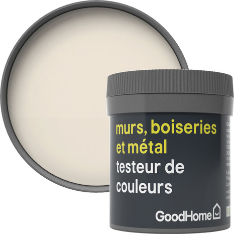 Testeur Peinture haute résistance murs, boiseries et métal intérieure acrylique Mat Blanc Juneau 50 ml - GoodHome - Brico Dépôt