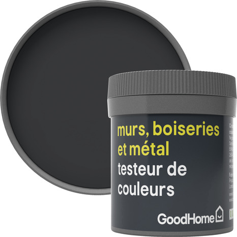 Testeur Peinture haute résistance murs, boiseries et métal intérieure acrylique Mat Noir Liberty 50 ml - GoodHome - Brico Dépôt