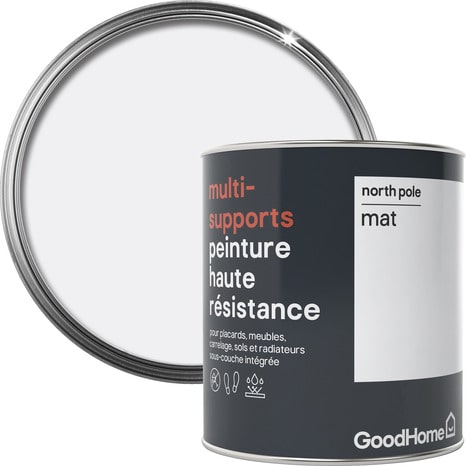 Peinture haute résistance multi-supports acrylique mat blanc North Pole 0,75 L - GoodHome - Brico Dépôt