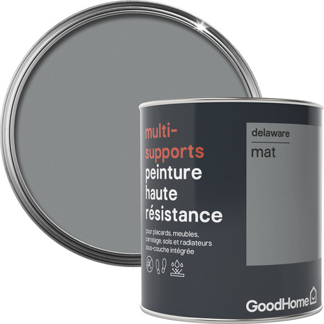 Peinture haute résistance multi-supports acrylique mat gris Delaware 0,75 L - GoodHome - Brico Dépôt