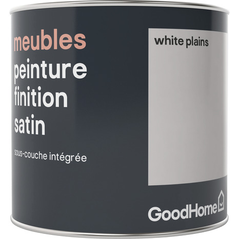Peinture de rénovation meubles acrylique satin blanc White Plains 0,5 L - GoodHome - Brico Dépôt