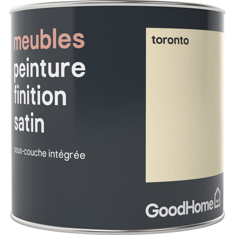 Peinture de rénovation meubles acrylique satin blanc cassé Toronto 0,5 L - GoodHome - Brico Dépôt