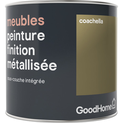Peinture de rénovation meubles acrylique métallisé or Coachella 0,5 L - GoodHome - Brico Dépôt