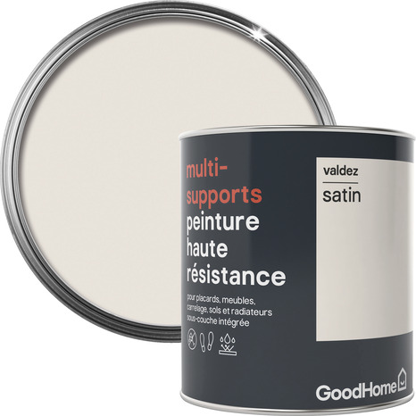 Peinture haute résistance multi-supports acrylique satin blanc cassé Valdez 0,75 L - GoodHome - Brico Dépôt